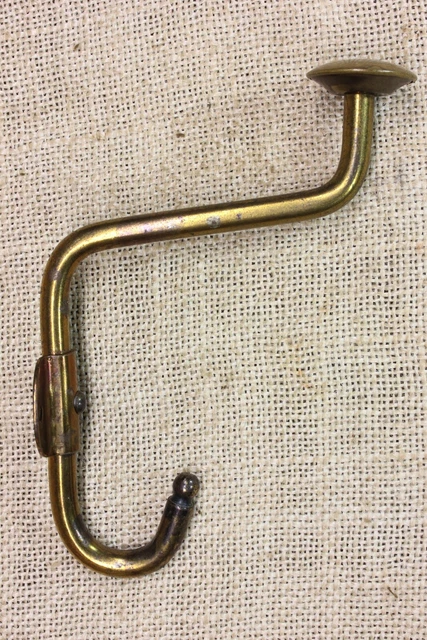 Old Coat Hook Cothes Tree Vintage 1950’s Brass Color Steel 5 1/2” rustic