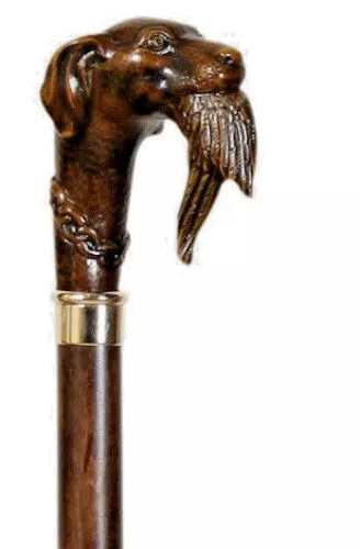 Hunting Dog with Duck Walking Stick Collector's Cane Animal Carved Knob Handle✅