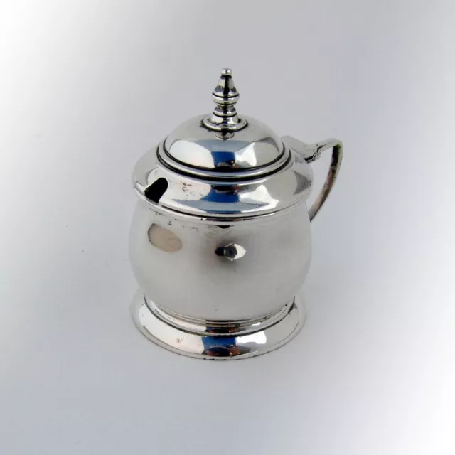 Mustard Pot Cobalt Glass Liner Redlich Sterling Silver