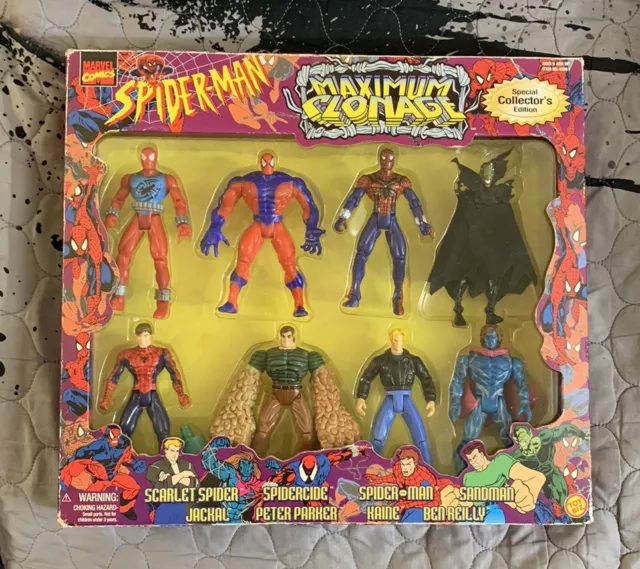 SPIDERMAN MAXIMUM CLONAGE 5” FIGURE SET ToyBiz 1997 Box Marvel Comics Legends