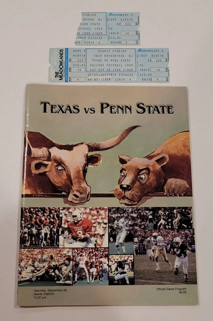 1984 PENN STATE vs TEXAS LONGHORNS Original Program and Tickets-JOE PATERNO