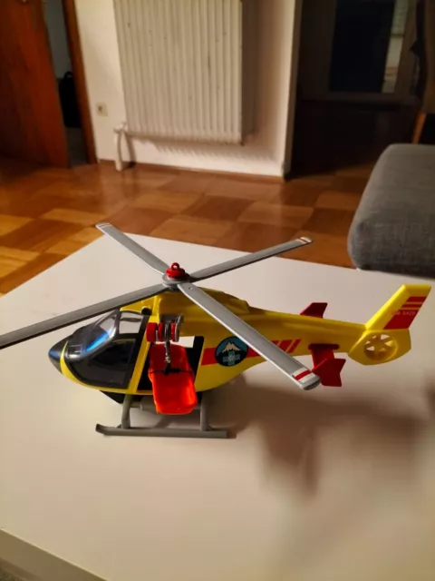 Playmobil Bergrettung Hubschrauber, Gelb, mit Trage und zwei Playmobil Figuren