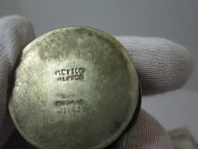 Vintage Alpaca Mexico Silver Abalone Shell Hinged Round Pill Trinket Box Jewelry 3