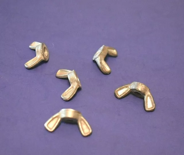 5 Vintage 1/4-20 Dimpled Zinc Die Cast/  Pot Metal Wing Nuts