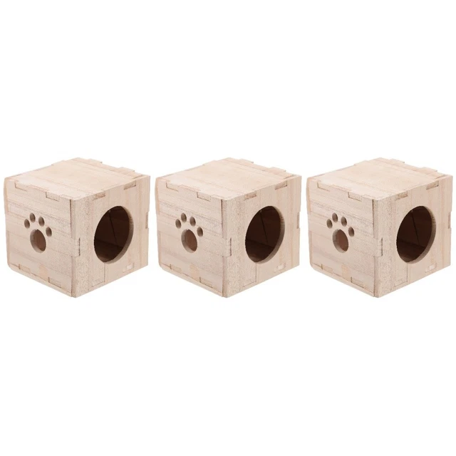 3 Pc Hamsterhütte Chinchilla-Holzhaus Käfig Kaninchenspielzeug Knetspielzeug