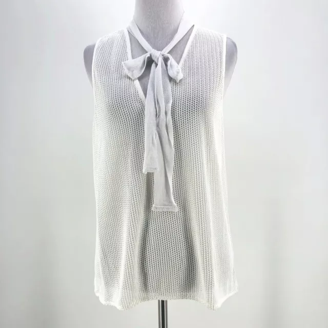 Endless Rose Women's White Tied V-Neck Knitted Sleeveless Top Size Small NEW