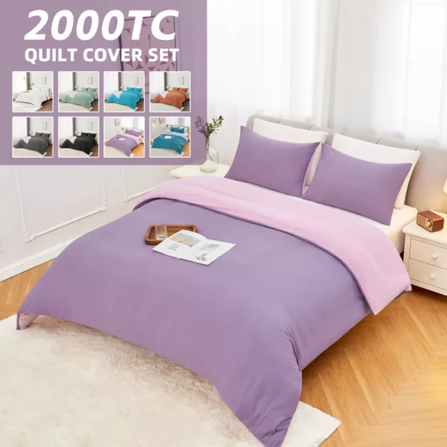 2000TC Hotel Ultra Soft Quilt Duvet Cover Set Single/Queen/Super King Size Bed