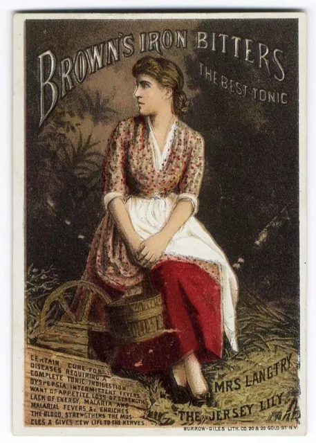 Lillie Langtry BROWN'S IRON BITTERS Victorian QUACK MEDICINE Trade Card