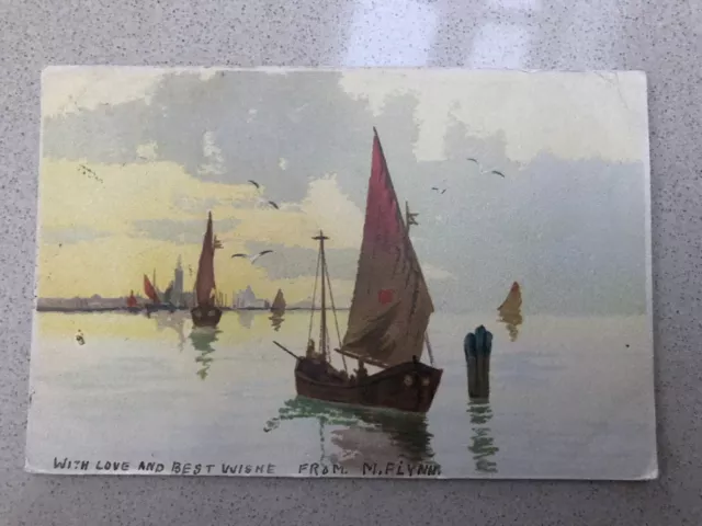 Postcard - Greetings - Boats posted