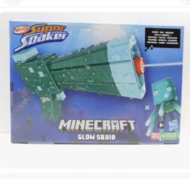 NERF Super Soaker Minecraft Glow Squid Water Blaster Toy Gun New-