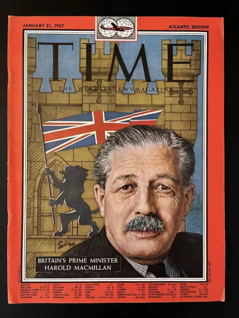 Time Magazine January 21, 1957 - Britain's Prime Harold Macmillan - NO LABEL