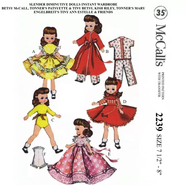 7-1/2" - 8" Ginny, Muffie, Betsy McCall Doll Clothes Pattern McCall's 2239