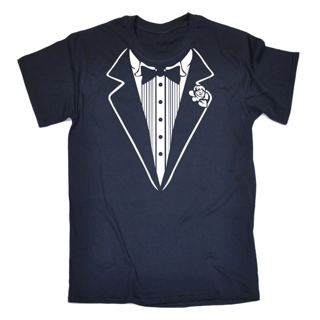 T-SHIRT DA UOMO smoking bianca compleanno costume idee regalo divertente