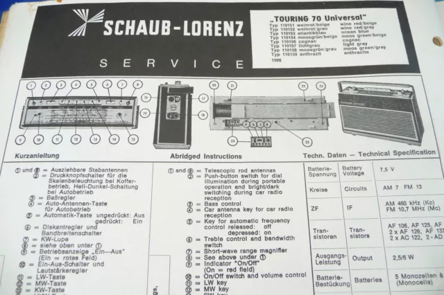 Service Manual-Anleitung für Schaub-Lorenz Touring 70 Universal