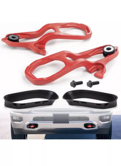 Front LH & RH Fit For 2019-22 Ram 1500 DT RED Tow Hooks W/ Hardware Heavy Duty