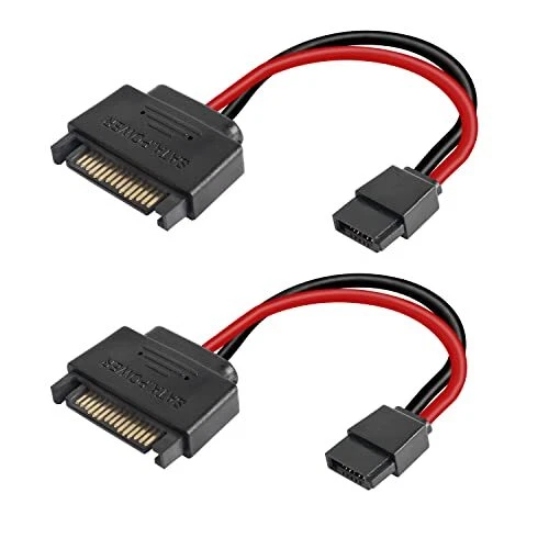MEIRIYFA SATA 15-Pin Male to SATA 6-Pin Female Slimline Power Adapter Cable S...
