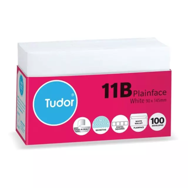 Tudor 11B Peel and Seal Envelope office Pack Convenient Secretive 100 Pieces