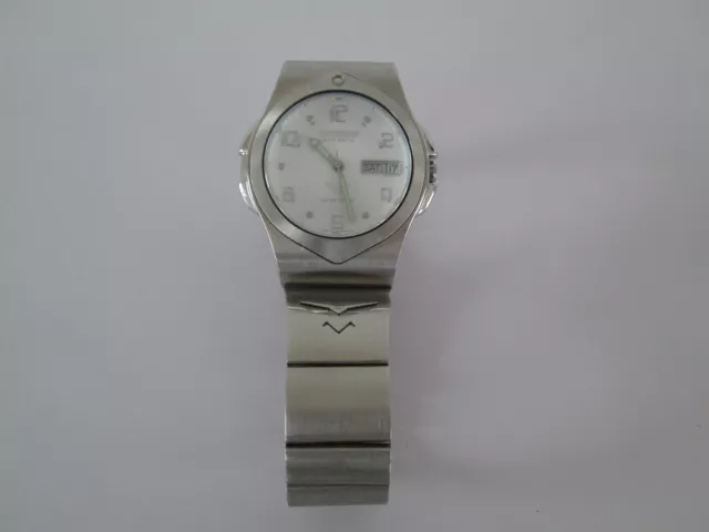 Vintage Citizen Automatic Wrist Watch Working Date Day Unusual Face Xlarge Strap