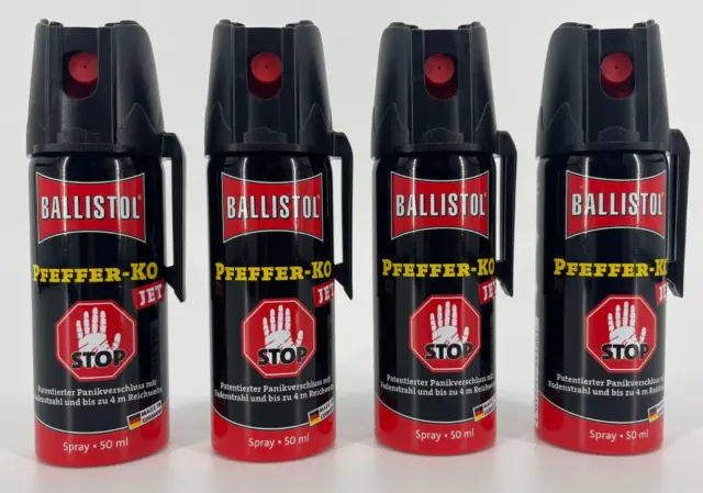 4x Ballistol KO JET 50 Pfefferspray 50ml Tierabwehrspray Sprühstrahl (€149,60/L)