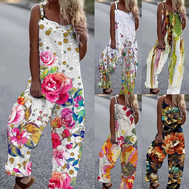 Tute Da Donna Pantaloni Larghi Tute Stampate Tute Tute Pantaloni ^ Donna A