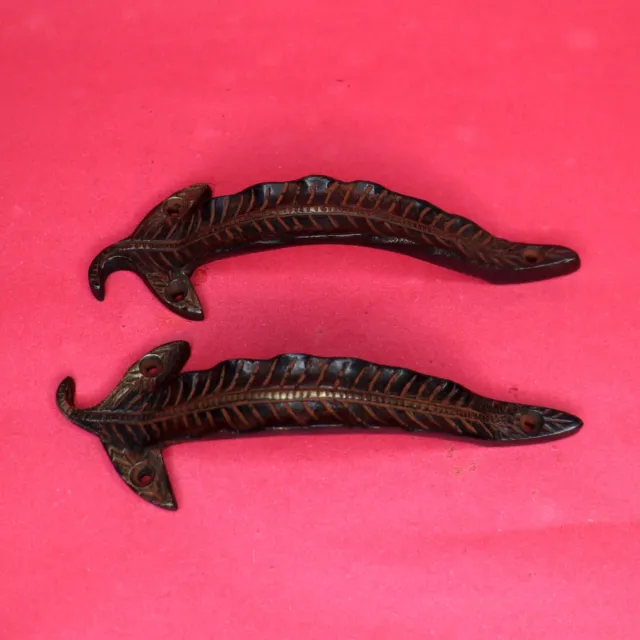 Handcrafted Brass Leaf Shape Victorian Finish Drawer Window Door Pull Handles