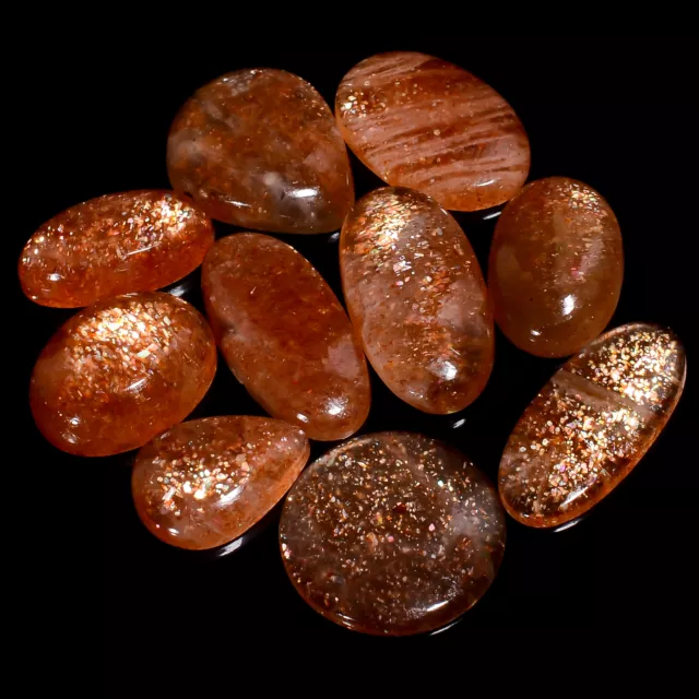 100% Natural Sunstone Cabochon Loose Gemstone 10 Pcs 71 Ct 14X10 21X11mm A-29812