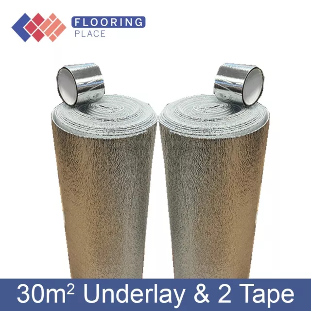 30m2 3mm Silver Ultra Underlay+2 Rolls Vapour Tape for Wood & Laminate Flooring