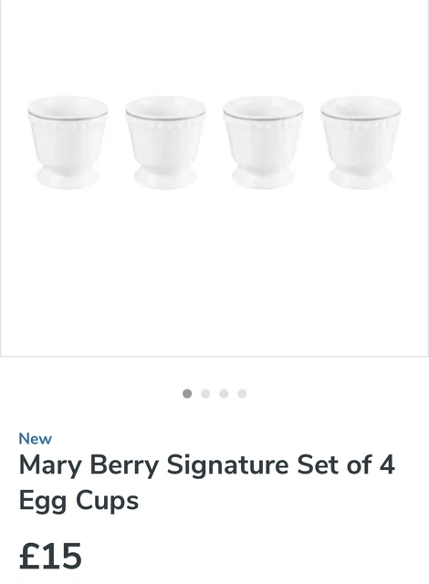 NUEVO Mary Berry Huevos Copas £15 Firma Set de 4 Cuatro Huesos Blancos China John Lewis