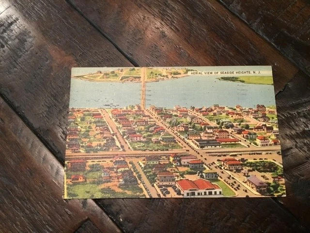 1944 Aerial View of Seaside Heights,N.J.Postcard,Linen,WWII Era,