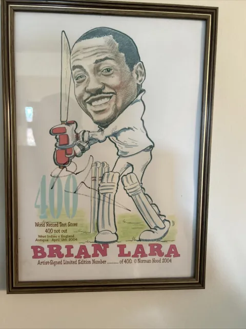 Brian Lara Signed 12X8 Photo West Indies World Record Ltd Edition Norman Hood