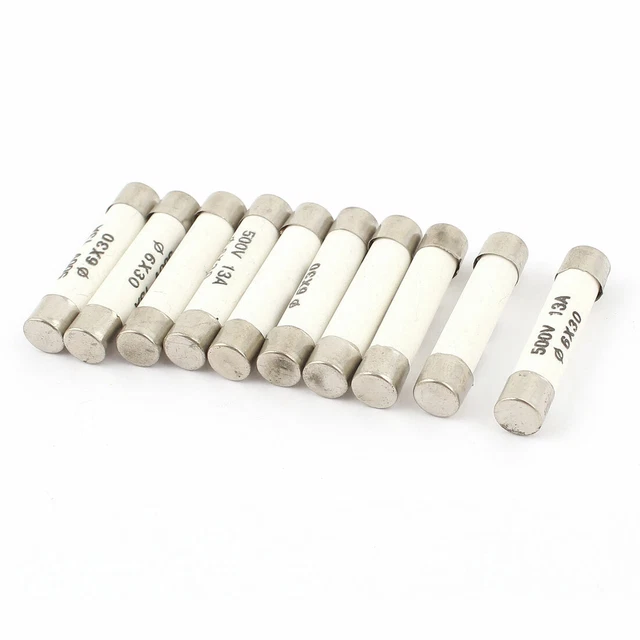 10pcs AC 500V 13A 6mmx30mm rapide Blow Tube cylindrique en céramique fusible