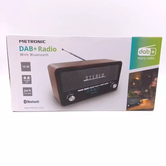 Metronic Bluetooth DAB+ FM Vintage Radio Kabelloser Eingang 477230