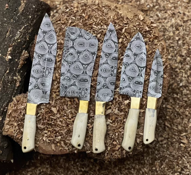 Custom Handemade Fixed Blade Steel Kitchen Knife Set With Sheath 3