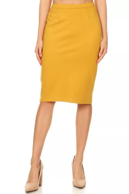 New Be-Girl brand ployester/spanex 26"Calf Length Skirt with back slit #SG-77461 2