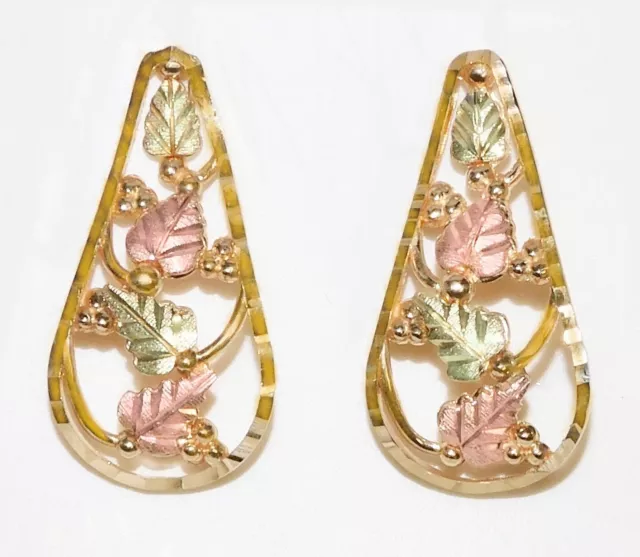 Black Hills Gold Coleman 10k Large Multiple Leaves Drop Earrings