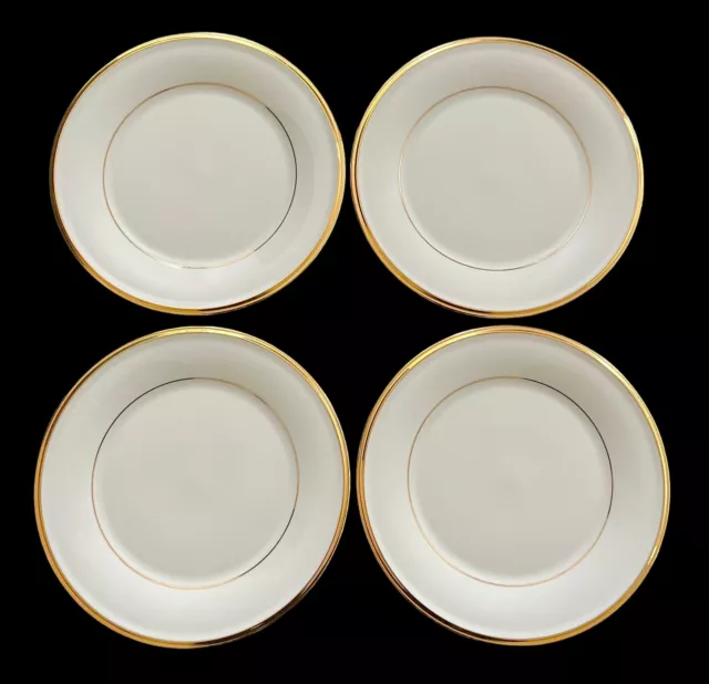 Set Of 4 Vintage Lenox Eternal Salad Plates 8” Ivory Bone China With Gold Trim