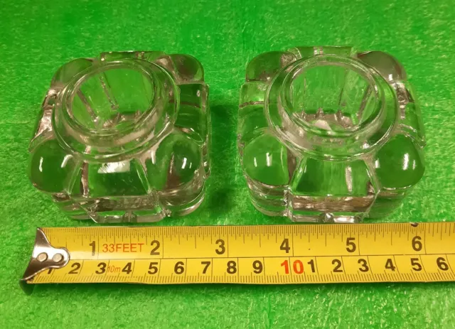 Vintage Clear Glass Inkwells Victorian design in excellent condition.