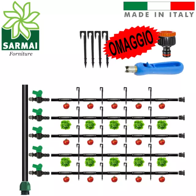 Kit impianto irrigazione completo ala gocciolante manichetta piatta gocciolante