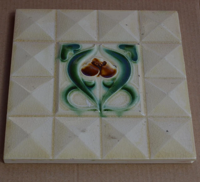 Unknown European - Antique Art Nouveau Majolica Tile C1900 2