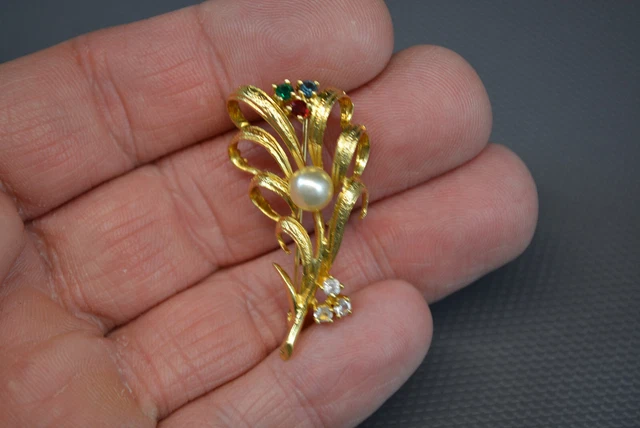 Broche Ancienne Avec Brillants - Occasion - Sans Marque - Bijou Vintage