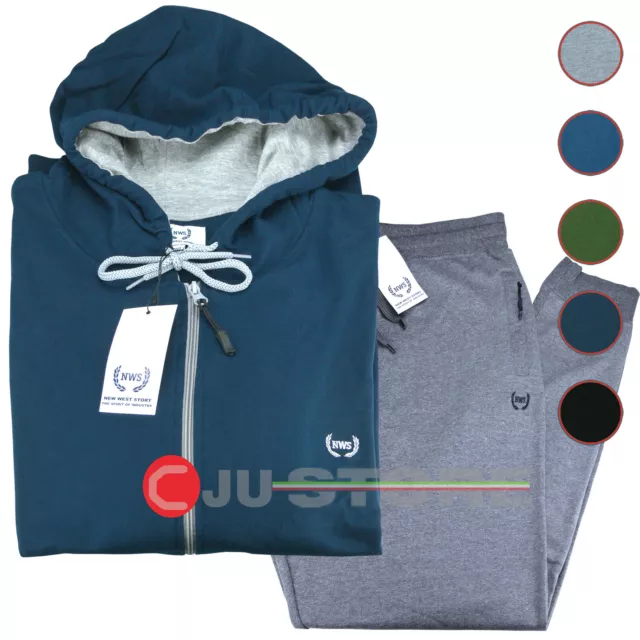 Felpa tuta in cotone leggero maglia aperta con zip cappuccio tasche TAGLIE FORTI