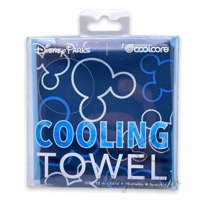 Disney Parks Mickey Mouse Cooling Towel BLUE Mickey Icon New In Box