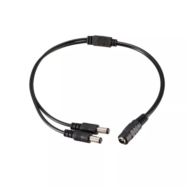 12V DC Puis. Splitter Câble 1 Femelle à 2 Mâle Connecteur 40cm 2.1mmx5.5mm Noir