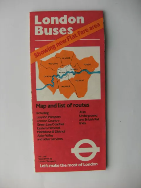 1981 London Transport Bus Map  & List Of Routes No 2 (Ref LC6)