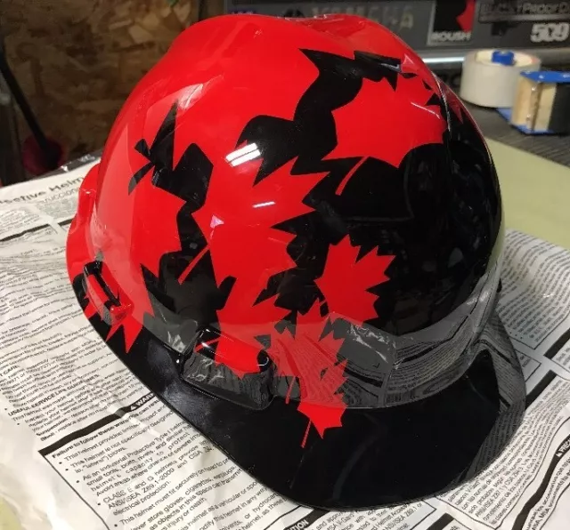 NEW MSA Type I Protective Safety Hat Helmet MEDIUM V-Guard Fast Trac Maple Leaf