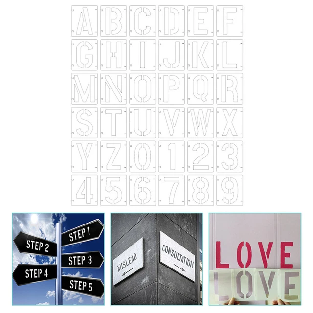 ALPHANUMERIC TEMPLATE ALPHABET Letter Number Stencils Child Reusable £ ...