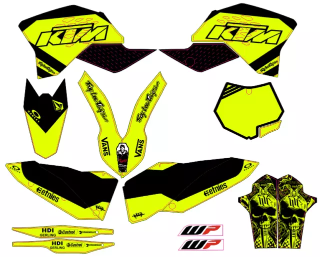 kit pegatinas ktm exc-sx 125-530 2008, 2009, 2010, 2011, graphics, adhesivos