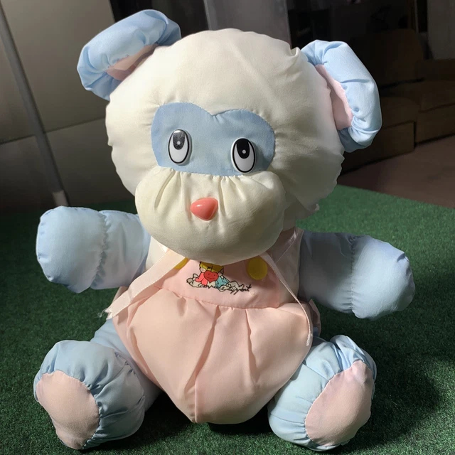 Vintage Blue White Pink girl koala Bear Plush Nylon Puffalump style 15"