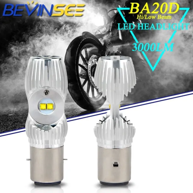 2x BA20D S1 S2 LED Headlight Globes Hi/Low Beam For Honda XR400R XR650R CBR125R