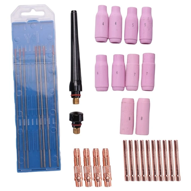TIG Welding Accessories Set, Adapter Sleeves+ Housing+ Ceramic Nozzles+ Tun C2C9